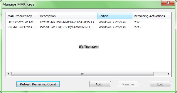 Windows 7专业版和企业版MAK激活密钥