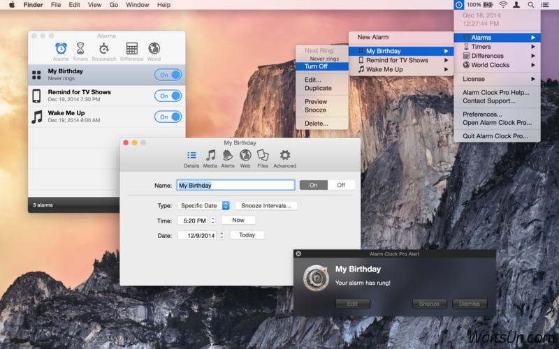 Alarm Clock Pro for Mac 10.2.1 破解版 – Mac上强大的闹钟和时间提醒工具