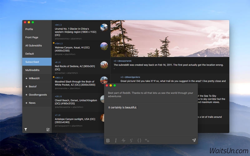 Milkeddit for Mac 1.3 破解版 - 功能丰富的reddit客户端